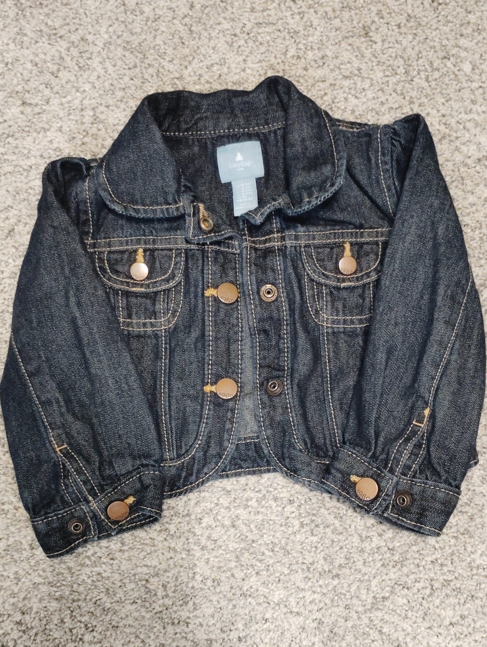 GAP Dark Blue Denim Jean Jacket with Brass Buttons